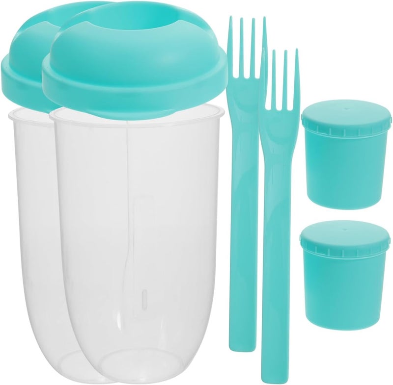 GREENADSCAPE Salad Shaker Cup with Fork and Dressing Holder Portable Reusable Vegetable Container for Healthy Meal Prep Picnic and on-the-Go Salad to Go - Image 4